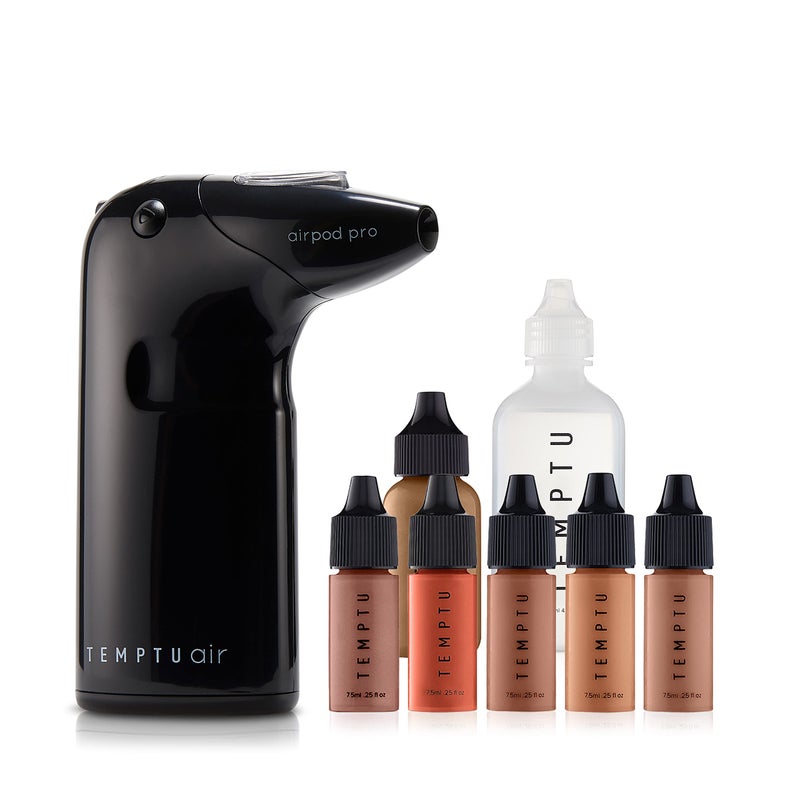 TEMPTU Air Intro Airbrush Makeup Kit in Medium to Tan 9Piece Set Includes Cordless Device Refillable Makeup Cartridge 3 Perfect Canvas SemiMatte Foundation Primer Blush Highlighter  Cleaner