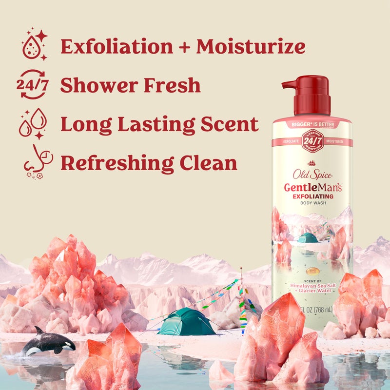 Old Spice GentleMan's Exfoliating & Moisturizing Body Wash for Men, 24/7 Shower Fresh with Long Lasting Scent, Renewing Vitamin B3 Blend, Himalayan Sea Salt + Glacier Water Scent, 26 oz - Image 2