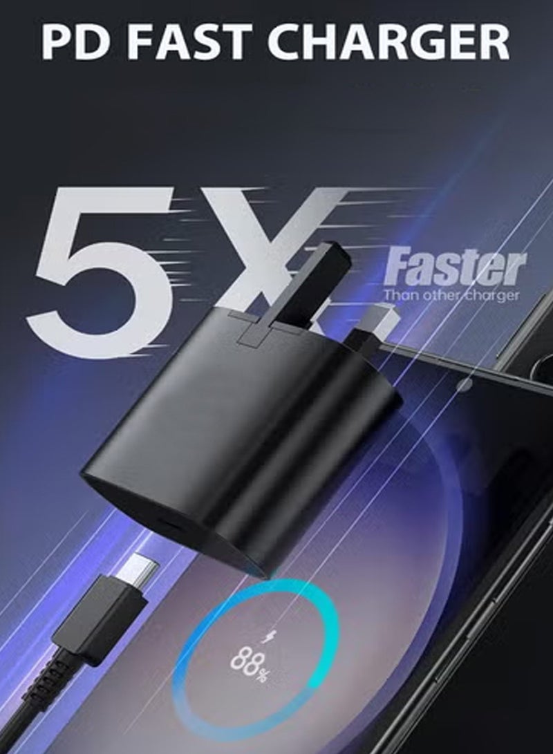 هيروكس شاحن سريع للغاية بقوة 45 وات لهاتف سامسونج، شاحن PD3.0 USB-C لهاتف سامسونج جالاكسي S23 Ultra S23+ S23 S22 Ultra S21+ A53 5G A54 Z Fold/Flip 4 Tab S8 Ultra، مع كابل Type C بطول 1 متر - Image 2