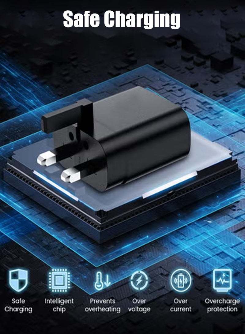 هيروكس شاحن سريع للغاية بقوة 45 وات لهاتف سامسونج، شاحن PD3.0 USB-C لهاتف سامسونج جالاكسي S23 Ultra S23+ S23 S22 Ultra S21+ A53 5G A54 Z Fold/Flip 4 Tab S8 Ultra، مع كابل Type C بطول 1 متر - Image 3