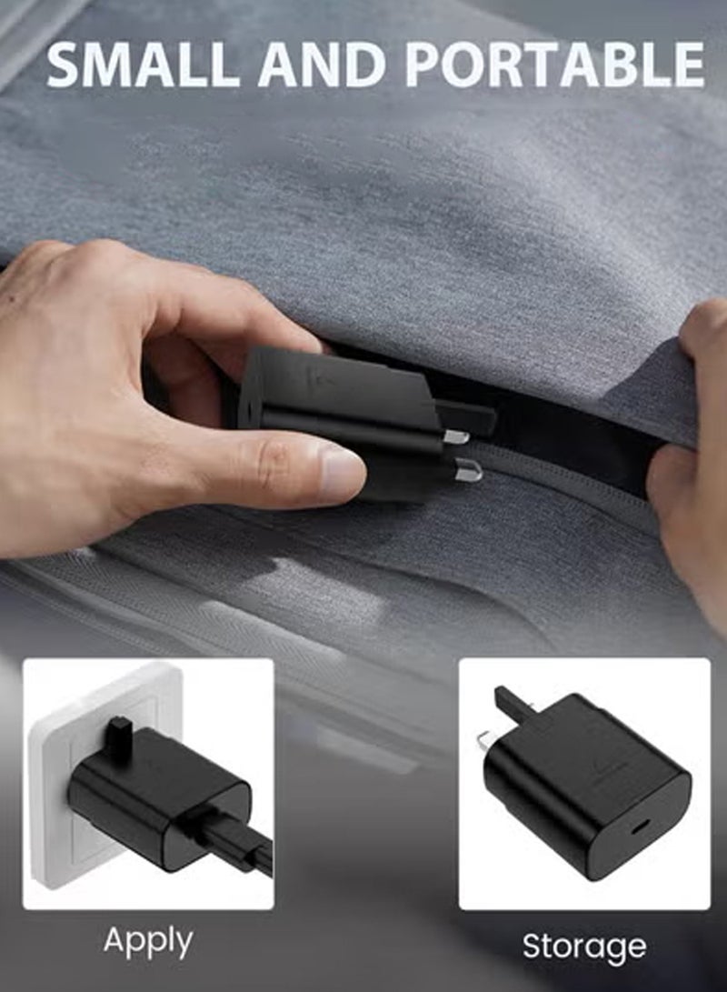 هيروكس شاحن سريع للغاية بقوة 45 وات لهاتف سامسونج، شاحن PD3.0 USB-C لهاتف سامسونج جالاكسي S23 Ultra S23+ S23 S22 Ultra S21+ A53 5G A54 Z Fold/Flip 4 Tab S8 Ultra، مع كابل Type C بطول 1 متر - Image 5