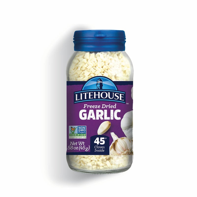 Litehouse ثوم لايت هاوس المجفف بالتجميد - ثوم، بديل للثوم الطازج والثوم المفروم، جرة تعادل 45 فص ثوم، رقائق ثوم، ثوم مجفف بالتجميد، غير معدّل وراثيًا، خالي من الغلوتين - 1.58 أونصة - Image 1