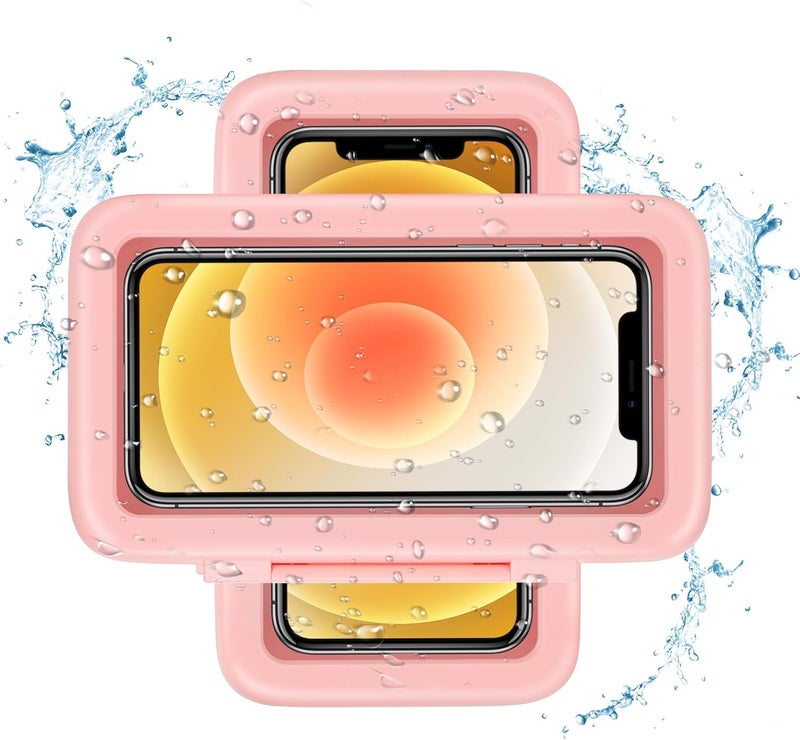 KUNSLUCK Shower Phone Holder Waterproof, 480° Rotation Shower Phone Mount, Anti-Fog HD Sensitive Touch Screen Phone Holder for Shower, Bathtub, Compatible with 4.7" - 6.8" Cell Phones（Romantic Pink ） - Image 1