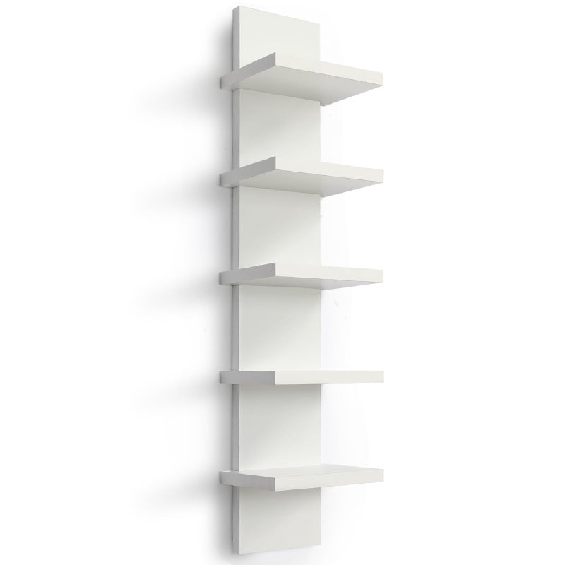 Homaterial 5 Tier Wall Shelf Unit, Small White Vertical Floating Shelf-Narrow Decorative Wall Mount Modern Wall Decor Shelves for Bedrooms, Living Rooms - Image 1