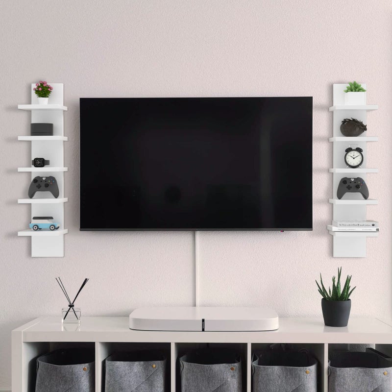 Homaterial 5 Tier Wall Shelf Unit, Small White Vertical Floating Shelf-Narrow Decorative Wall Mount Modern Wall Decor Shelves for Bedrooms, Living Rooms - Image 5