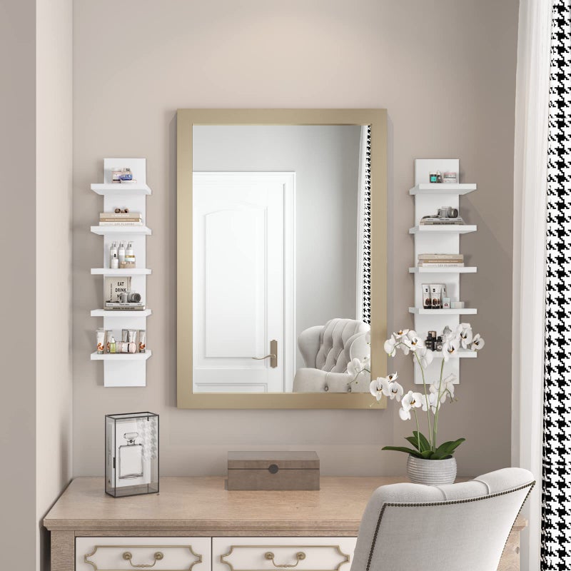 Homaterial 5 Tier Wall Shelf Unit, Small White Vertical Floating Shelf-Narrow Decorative Wall Mount Modern Wall Decor Shelves for Bedrooms, Living Rooms - Image 4