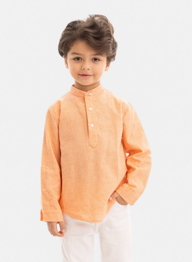 قميص برتقالي طويل الأكمام للأولاد