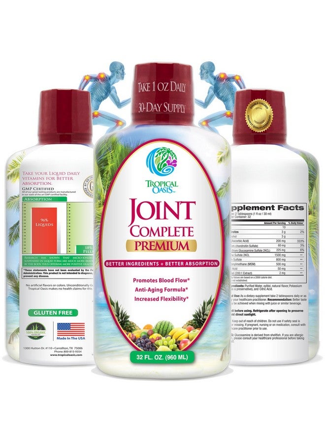 Tropical Oasis Tropical Oasis Joint Complete Premium - Liquid Joint Supplement with Liquid Glucosamine Sulfate, Chondroitin, MSM & Hyaluronic Acid - 96% Max Absorption- 32oz, 32 serv, 33484  - Image 1