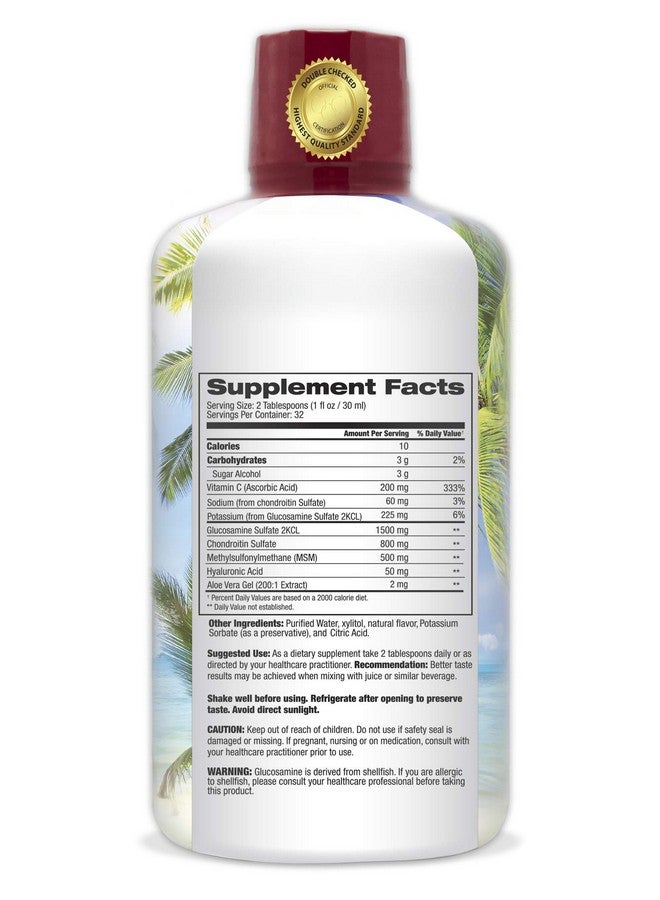 Tropical Oasis Tropical Oasis Joint Complete Premium - Liquid Joint Supplement with Liquid Glucosamine Sulfate, Chondroitin, MSM & Hyaluronic Acid - 96% Max Absorption- 32oz, 32 serv, 33484  - Image 2