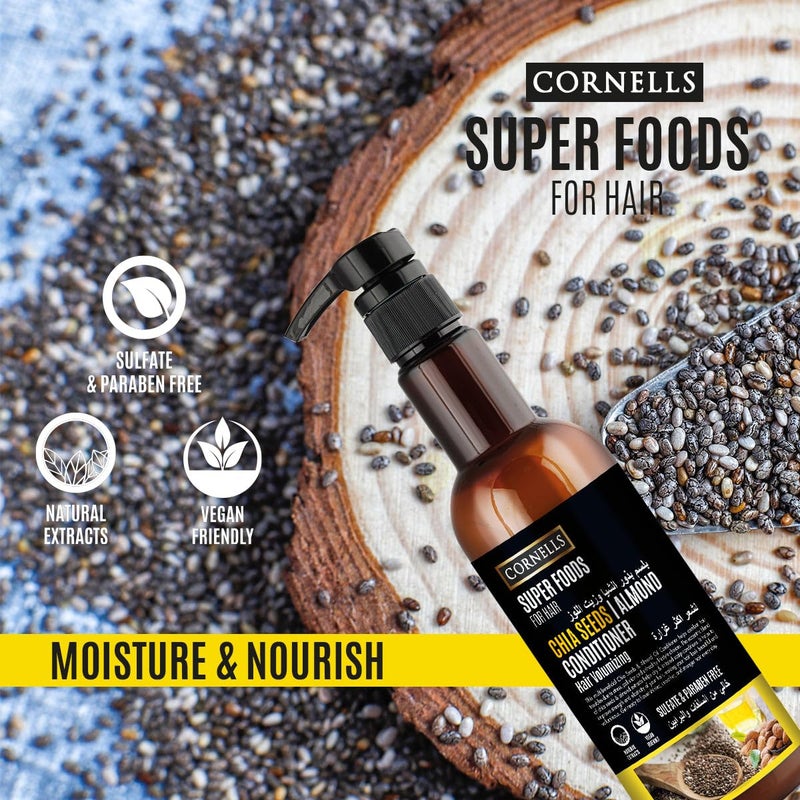 Cornells Wellness Super Foods For Hair Care Chia Seeds & Almond Conditioner 500ml, Moisturizing & Strengthening Conditioners, Clean & Gentle Formula, Sulfate-free, Paraben-free, For All Hair Types - Image 2
