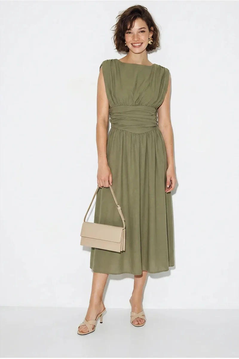 بيانكو لوتشي LUCCI Women's Sleeveless A-Line Midi Dress