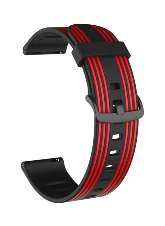 NIBEMINENT Striped Silicone Strap For Huami Amazfit GTS/Samsung Galaxy Watch Active 2/Huawei GT2 Black/Red - Image 2