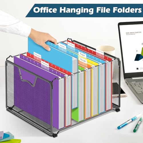 V-Opitos VOpitos 6 Pack 1 Inch Expansion Hanging File Folders Letter Size Hanging Folders with 15Cut Adjustable Tab Extra Capacity Hanging File Folders Ideal School Classroom Office Supplies - Image 3