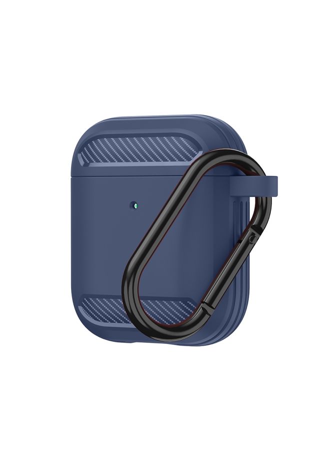Raxoom Case Cover Wireless Earphones Shockproof Carbon Fiber Armor TPU Protective Case For AirPods 1/2 Blue