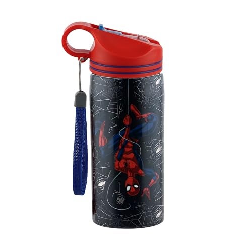 Comiclyfe كوميكلائف سبايدرمان زجاجة من الفولاذ المقاوم للصدأ – 500ML (أسود) للمدرسة والسفر، قابلة للشرب ومتينة وخالية من الفوضى للجنسين للأطفال - Image 1