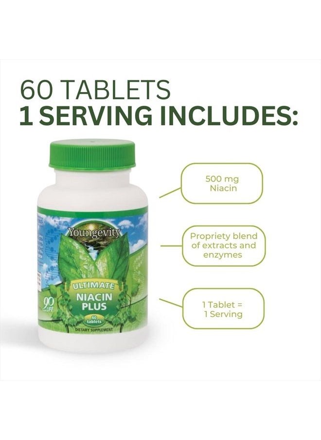 youngevity Ultimate Niacin Plus Extracts & Enzymes - 60 500mg Tablets  - Image 4