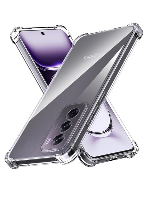 حافظة متوافقة مع OPPO Reno 12 5G، غطاء سيليكون شفاف مصنوع من مادة TPU غوريلا وواقي مضاد للصدمات وزوايا مقاومة للصدمات - شفاف