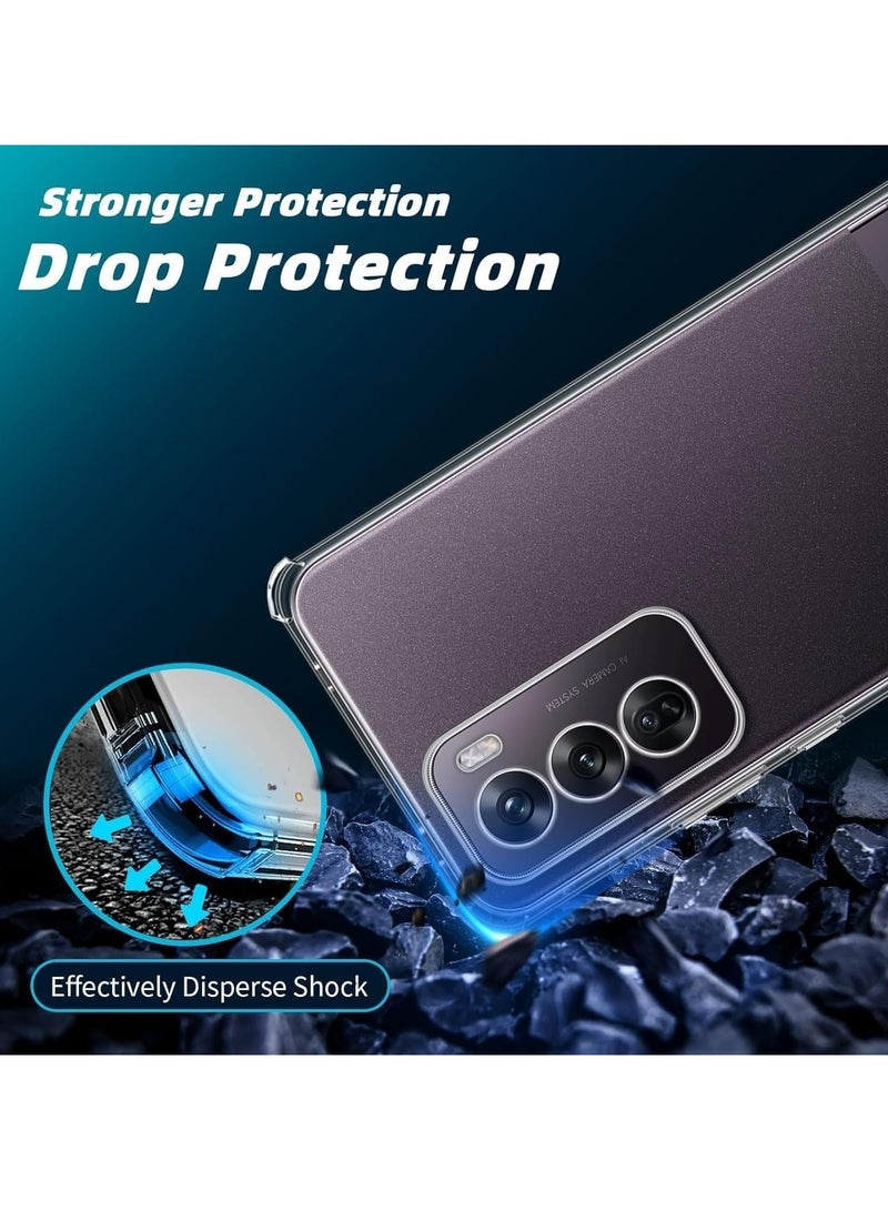 Case Compatible with OPPO Reno 12 5G, Cover Silicone Transparent TPU Gorilla Anti-shock Protector Camera Shockproof Corners - Clear - Image 3