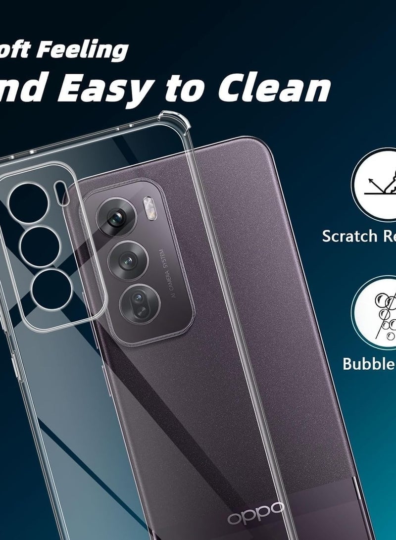 Case Compatible with OPPO Reno 12 5G, Cover Silicone Transparent TPU Gorilla Anti-shock Protector Camera Shockproof Corners - Clear - Image 4