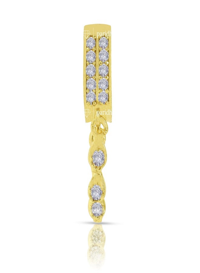 Paridhi Gold-Plated AD Nosepin for Women & Girls | Dual Use as Earring | Sparkling CZ Stones | Lightweight Traditional Jewelry (Pair) - Image 2