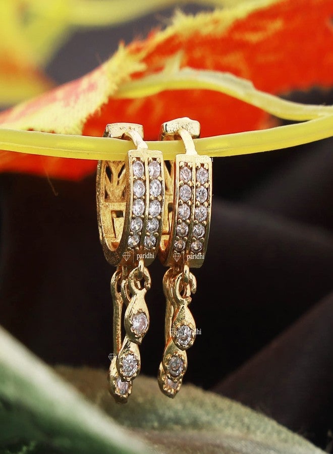 Paridhi Gold-Plated AD Nosepin for Women & Girls | Dual Use as Earring | Sparkling CZ Stones | Lightweight Traditional Jewelry (Pair) - Image 4
