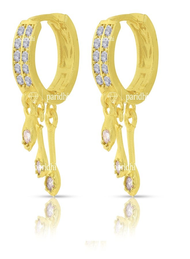 Paridhi Gold-Plated AD Nosepin for Women & Girls | Dual Use as Earring | Sparkling CZ Stones | Lightweight Traditional Jewelry (Pair) - Image 1