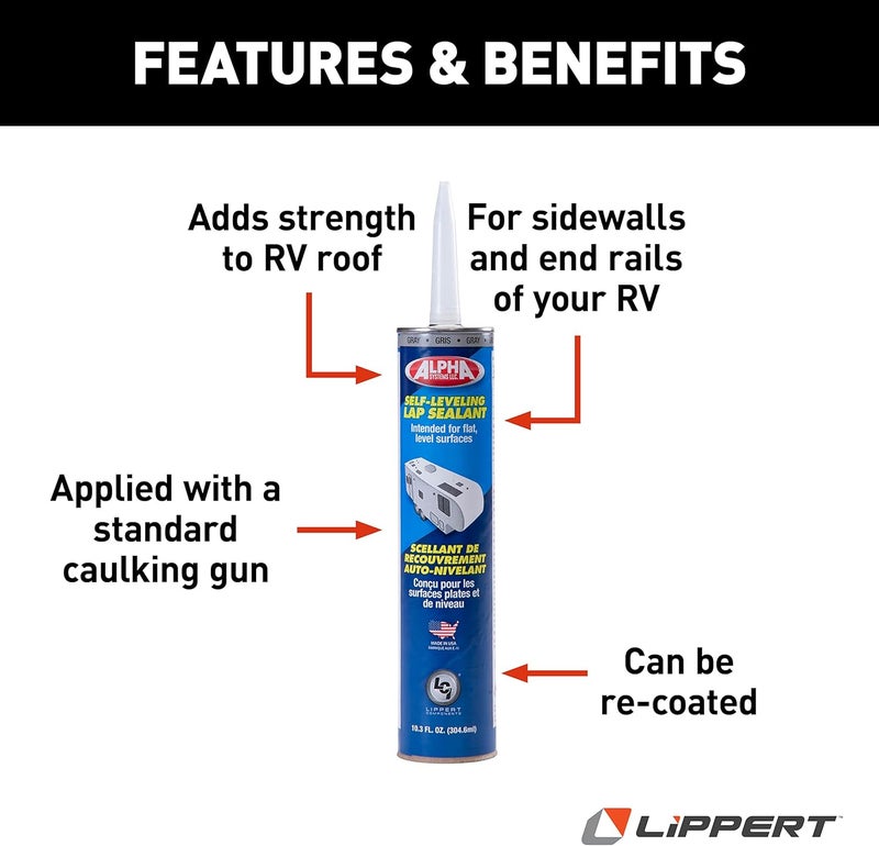 Lippert Components 1021 Self-Leveling Lap Sealant for 5th Wheel RVs, Travel Trailers and Motorhomes - Image 1