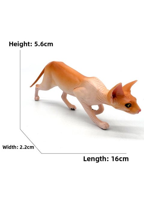 Children's Simulation Cat Model Cloth Doll Cat Lazy Orange Cat Leg Lifting Cat Sleeping Posture Flower Cat Siamese Cat Pet Cat Ornaments-Color:1834 Hairless Cat (56g)