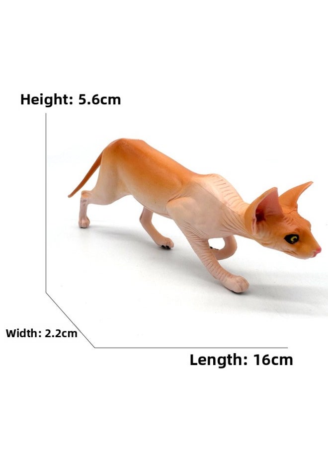 null - Children's Simulation Cat Model Cloth Doll Cat Lazy Orange Cat Leg Lifting Cat Sleeping Posture Flower Cat Siamese Cat Pet Cat Ornaments-Color:1834 Hairless Cat (56g) - Image 1