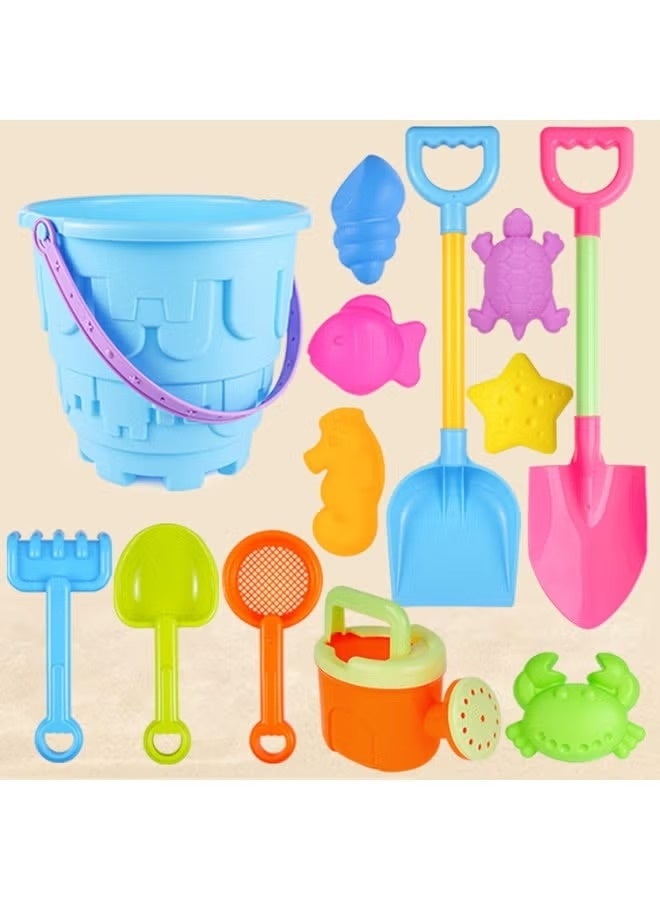 Children's beach toy set,children's outdoor beach toys,castle mold,beach bucket and shovel,etc.,various animal mold,with its own mesh bag storage,suitable for seaside holiday,beach camping,etc