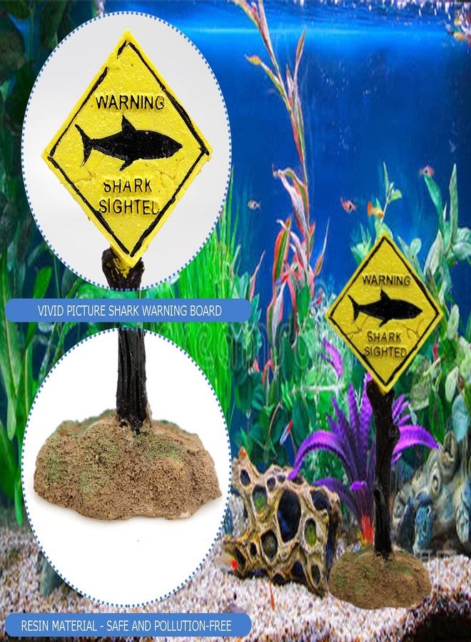 YOLUFER Aquarium Landscape Decoration Shark Warning Signs Fish Tank Decoration Funny Aquarium Signs Landscape Ornaments for Fish Tank - Image 4