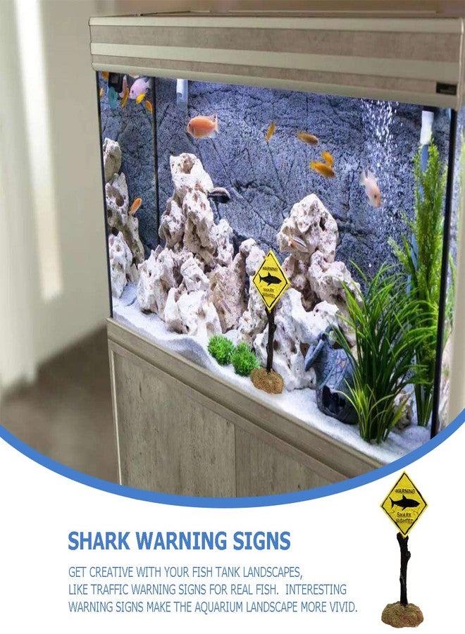 YOLUFER Aquarium Landscape Decoration Shark Warning Signs Fish Tank Decoration Funny Aquarium Signs Landscape Ornaments for Fish Tank - Image 5