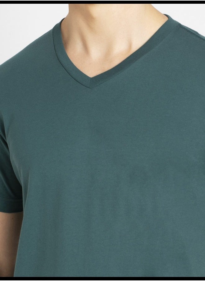 JOCKEY - Jockey 2726 Men's Super Combed Cotton Rich Solid V Neck Half Sleeve T-Shirt - Image 1