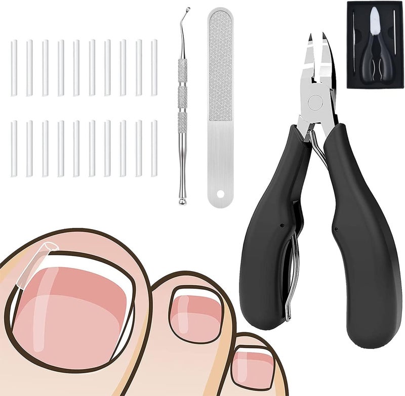 Gnker Thick Toenail Clippers, Professional Podiatrist Nail Clippers Set for Thick & Ingrown Toenails Corrector Treatment, Wide Jaw Opening Pedicure Kit Large Toe Nail Clipper for Men, Women, Seniors - Image 1