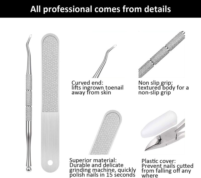 Gnker Thick Toenail Clippers, Professional Podiatrist Nail Clippers Set for Thick & Ingrown Toenails Corrector Treatment, Wide Jaw Opening Pedicure Kit Large Toe Nail Clipper for Men, Women, Seniors - Image 4