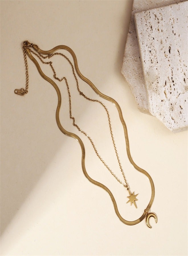 قلادة عصرية بطبقة مزدوجة من الذهب على شكل حرف Y معدنية لامعة وقلادة شرابة للحفلات - Image 5