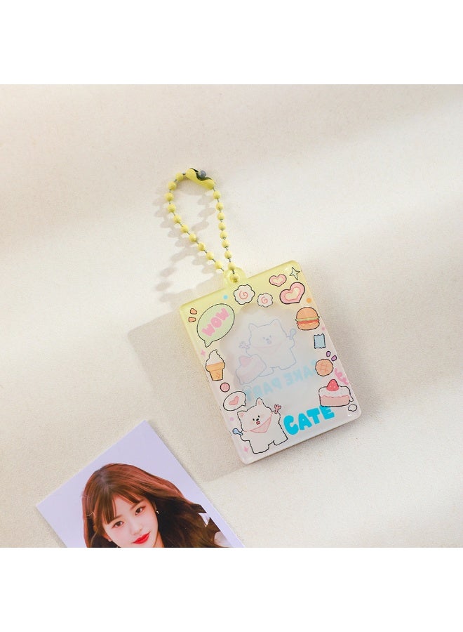 NIBEMINENT 1 - Piece Cute Acrylic Kpop Photo Card Holder Pendant Key Chain ID Badge Holder ID Card Holder Photo Card Protector for School ID Office ID Access Card for Women Girls - Image 1