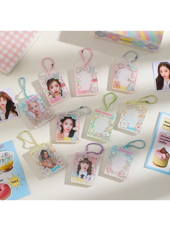 NIBEMINENT 1 - Piece Cute Acrylic Kpop Photo Card Holder Pendant Key Chain ID Badge Holder ID Card Holder Photo Card Protector for School ID Office ID Access Card for Women Girls - Image 3