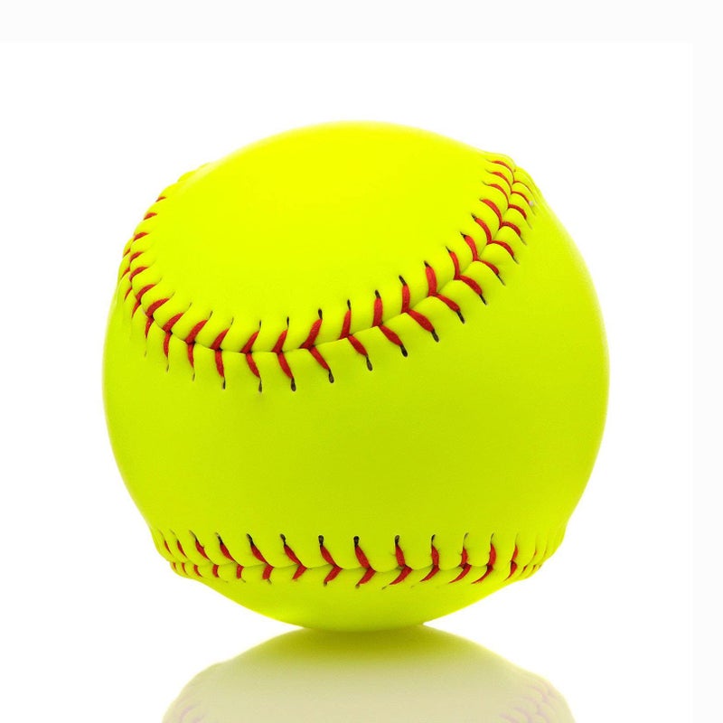 Tebery 6 Pack Yellow Sports Practice Softballs, 12-Inch Official Size and Weight Slowpitch, Unmarked & Leather Covered Training Ball for Games, Practice and Training (Yellow) - Image 2