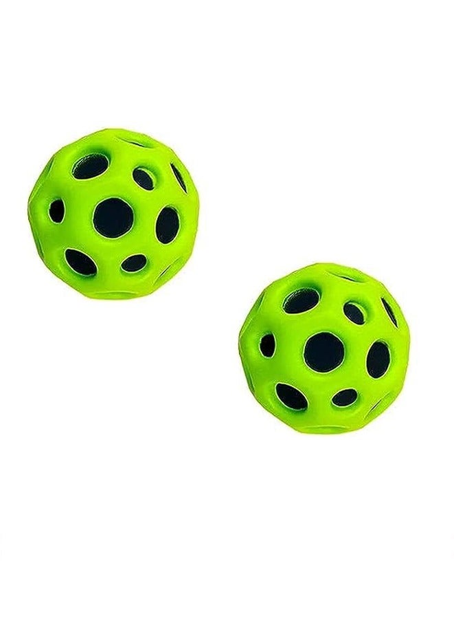 2 PCS Space Ball 6.5cm Extreme Moon Ball PU Bounce Ball Sensory Ball High Bouncing  Sensory Balls, Sport Training Ball For Indoor Outdoor Play (green)  - Image 1