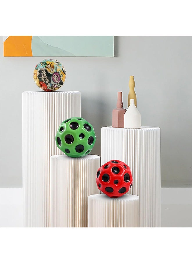 2 PCS Space Ball 6.5cm Extreme Moon Ball PU Bounce Ball Sensory Ball High Bouncing  Sensory Balls, Sport Training Ball For Indoor Outdoor Play (green)  - Image 3