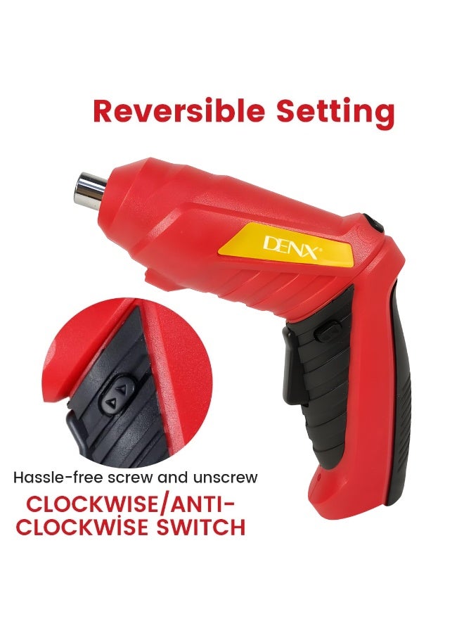 DENX DX2502 Electric Screwdriver & Drill Driver Kit – Cordless 4.2V Rechargeable Power Screwdriver with LED Light, Flexible Shaft, Magnetic Chuck, USB Charging, 50W Motor, 70-Min Working Time, 42-Piece Bit & Socket Set with Carry Case - Image 3