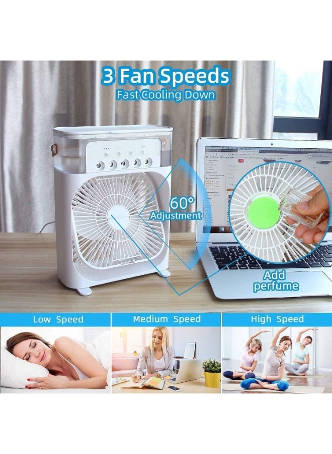 Portable Air Conditioners,Mini Evaporative Cooler,700ml Cooler 3 Speeds,USB Personal Conditioner with 7 LED Light，1-3H Timer AC Cooling Fan for car Home Office Room, White - Image 2