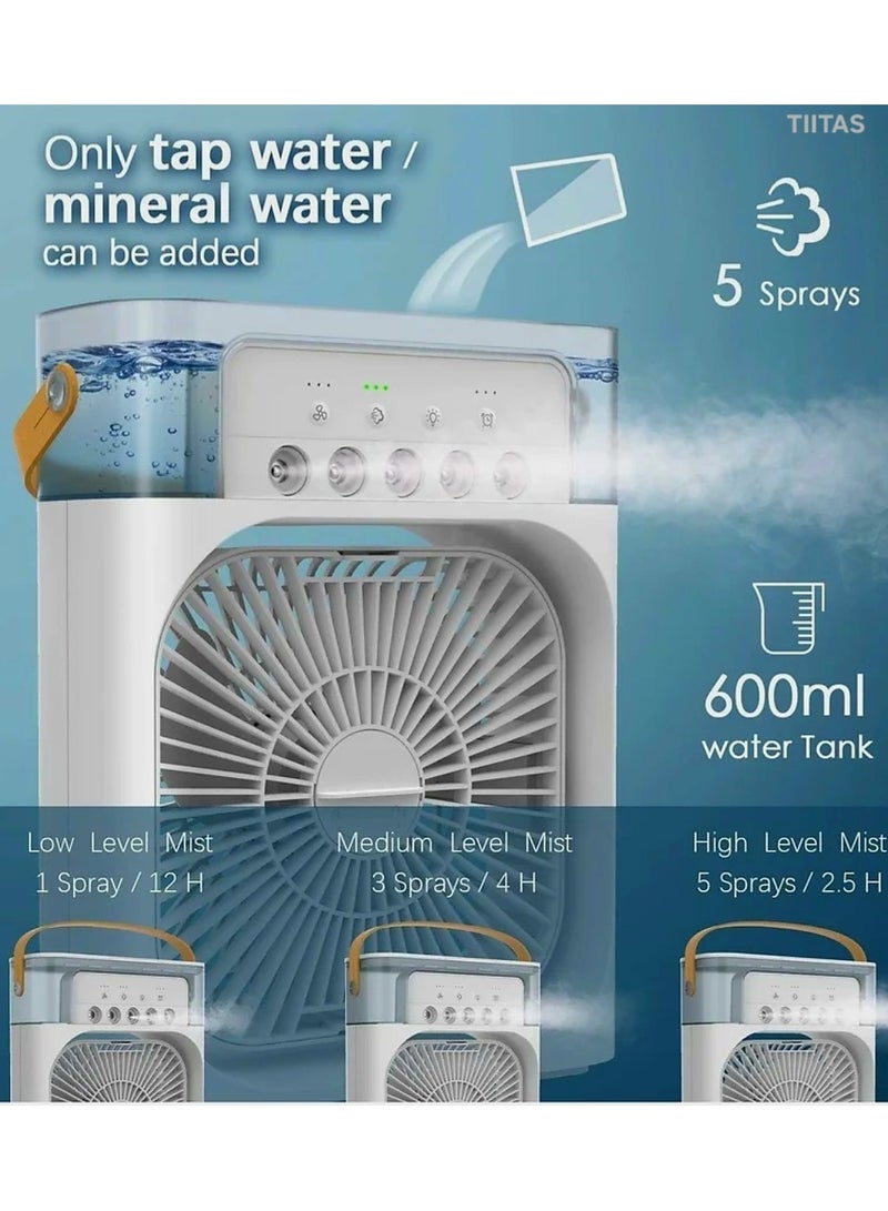 Portable Air Conditioners,Mini Evaporative Cooler,700ml Cooler 3 Speeds,USB Personal Conditioner with 7 LED Light，1-3H Timer AC Cooling Fan for car Home Office Room, White - Image 4