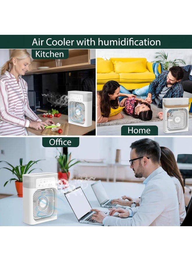 Portable Air Conditioners,Mini Evaporative Cooler,700ml Cooler 3 Speeds,USB Personal Conditioner with 7 LED Light，1-3H Timer AC Cooling Fan for car Home Office Room, White - Image 3