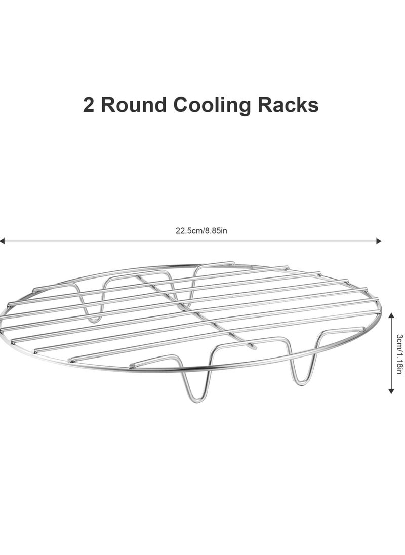 SYOSI 4 Pack Cooling Racks for Cooking and Baking Thick Wire Stainless Steel Baking Racks Nonstick Wire Grids Rack for BBQ Grilling Roasting Steaming Baking Drying Square Round Fit Various Sizes  - Image 3