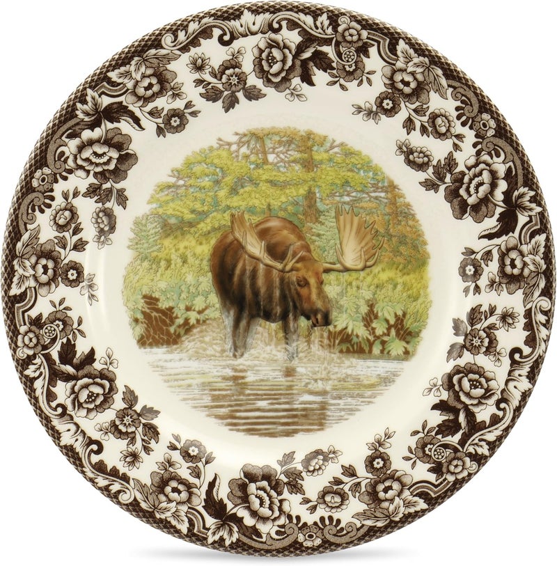 Spode Spode Woodland Salad Plate Majestic Moose 8  Perfect for Thanksgiving and Other Special Occasions  Made in England from Fine Earthenware  Microwave and Dishwasher Safe  - Image 1