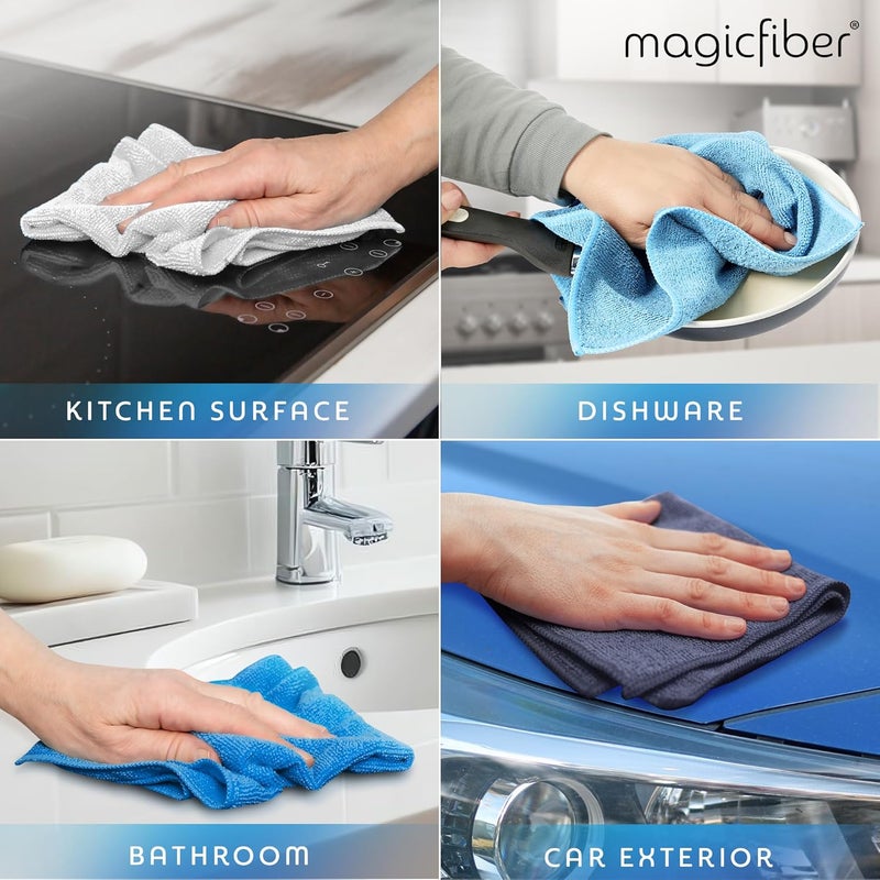 MagicFiber Microfiber Cleaning Cloth - 12 Pack, Large 13" x13” Highly Absorbent Streak-Free Micro Fiber Cleaning Rags Towels for House, Car, Windows, Housekeeping, Household Dusting, Kitchen - Image 5