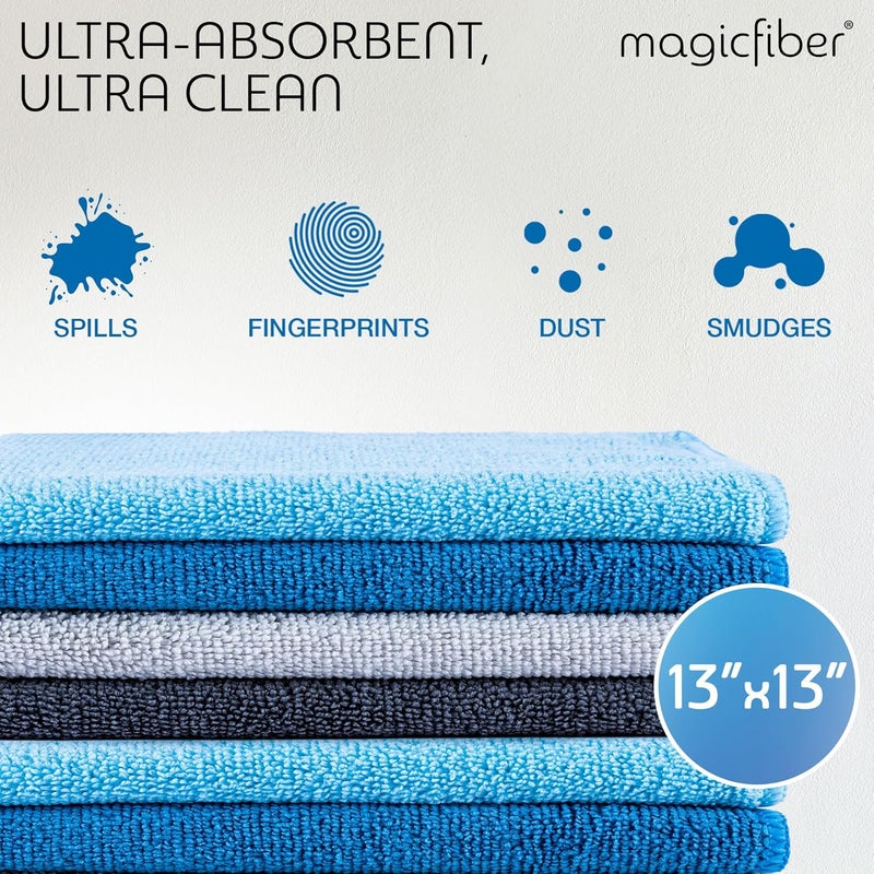 MagicFiber Microfiber Cleaning Cloth - 12 Pack, Large 13" x13” Highly Absorbent Streak-Free Micro Fiber Cleaning Rags Towels for House, Car, Windows, Housekeeping, Household Dusting, Kitchen - Image 3
