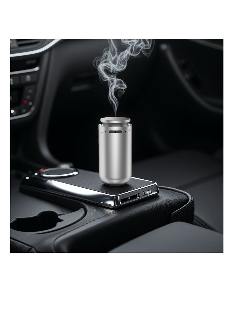 Smart Car Air Freshener, Intelligent Car Aroma Diffuser, Ultrasonic Atomizer,Car Aromatherapy Machine, Essential Oil Diffuser - Rechargeable, 3 Adjustable Modes,  Long-Lasting Fragrance, Easy to Install（Sliver） - Image 1